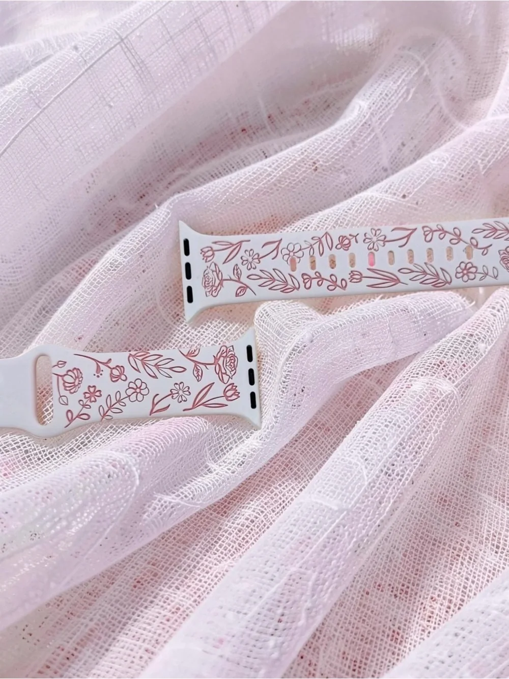 New Floral Design Apple Watch Bands  38mm 40mm 41mm in Pink White